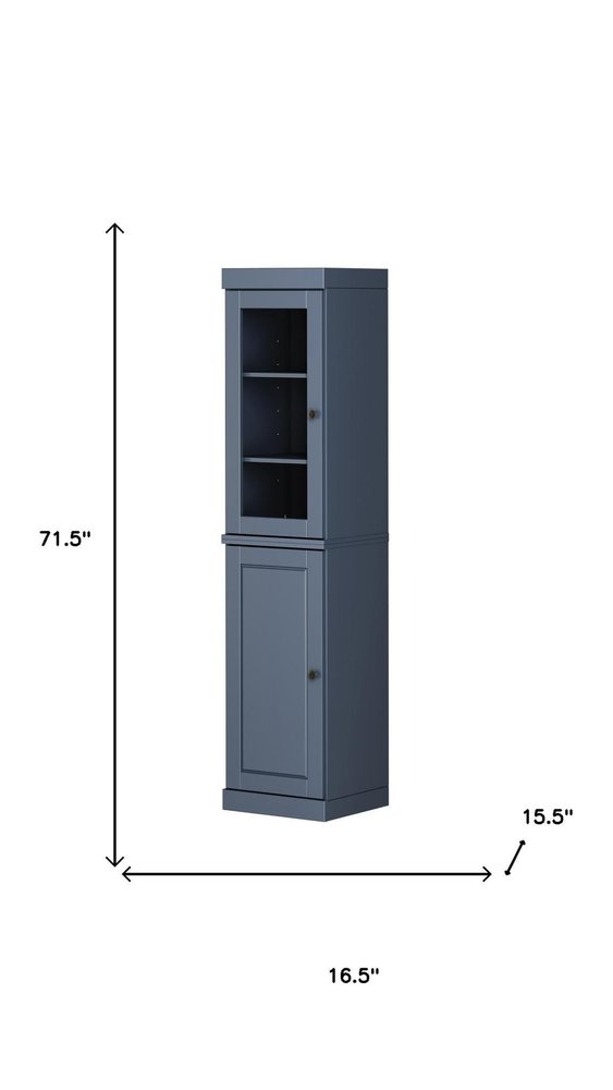 French Blue Solid Wood Two Door Pantry or Storage Closet - 72-inch